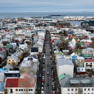 Preview wallpaper city, aerial view, buildings, road, cityscape