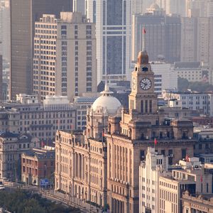 Preview wallpaper city, aerial view, buildings, chapel, architecture