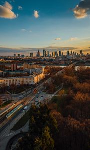 Preview wallpaper city, aerial view, buildings, trees, architecture