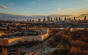 Preview wallpaper city, aerial view, buildings, trees, architecture