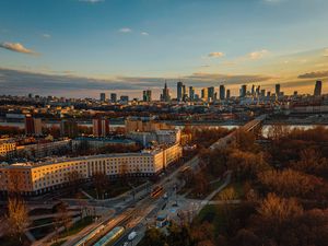 Preview wallpaper city, aerial view, buildings, trees, architecture