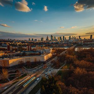 Preview wallpaper city, aerial view, buildings, trees, architecture