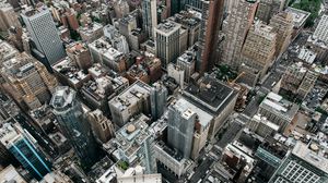 Preview wallpaper city, aerial view, buildings, metropolis, new york