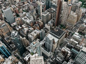 Preview wallpaper city, aerial view, buildings, metropolis, new york