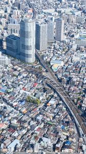 Preview wallpaper city, aerial view, buildings, road