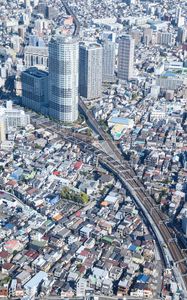 Preview wallpaper city, aerial view, buildings, road