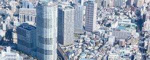 Preview wallpaper city, aerial view, buildings, road