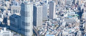 Preview wallpaper city, aerial view, buildings, road