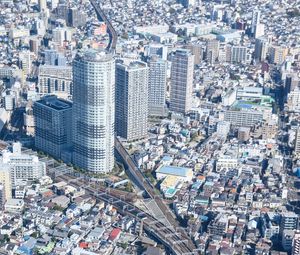 Preview wallpaper city, aerial view, buildings, road