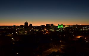 Preview wallpaper city, aerial view, buildings, lights, twilight, dark