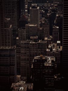 Preview wallpaper city, aerial view, buildings, architecture, dark