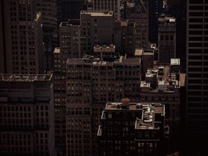 Preview wallpaper city, aerial view, buildings, architecture, dark