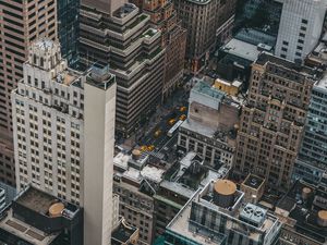 Preview wallpaper city, aerial view, buildings, cars, road