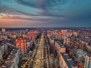 Preview wallpaper city, aerial view, buildings, overview, panorama