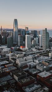 Preview wallpaper city, aerial view, buildings, bridge, cityscape