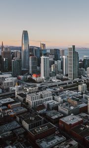 Preview wallpaper city, aerial view, buildings, bridge, cityscape