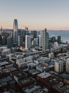 Preview wallpaper city, aerial view, buildings, bridge, cityscape