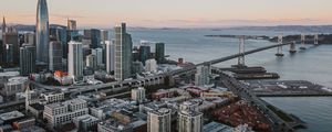 Preview wallpaper city, aerial view, buildings, bridge, cityscape