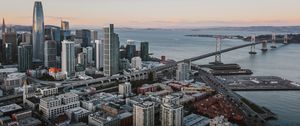 Preview wallpaper city, aerial view, buildings, bridge, cityscape