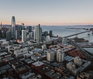 Preview wallpaper city, aerial view, buildings, bridge, cityscape