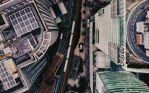 Preview wallpaper city, aerial view, buildings, road, metropolis