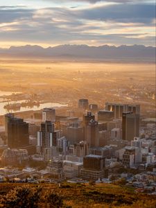 Preview wallpaper city, aerial view, buildings, mountains