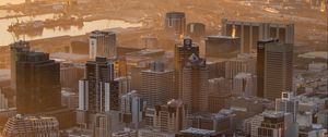 Preview wallpaper city, aerial view, buildings, mountains