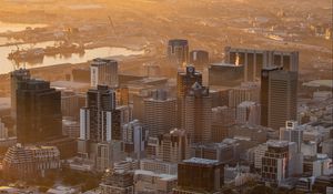 Preview wallpaper city, aerial view, buildings, mountains