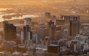 Preview wallpaper city, aerial view, buildings, mountains