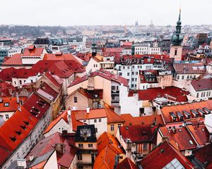 Preview wallpaper city, aerial view, buildings, roofs, overview