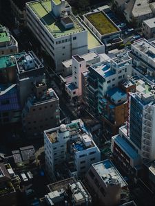Preview wallpaper city, aerial view, buildings, height, overview