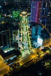 Preview wallpaper city, aerial view, buildings, road, lights, night