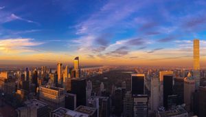 Preview wallpaper city, aerial view, buildings, twilight, new york