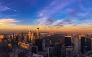 Preview wallpaper city, aerial view, buildings, twilight, new york