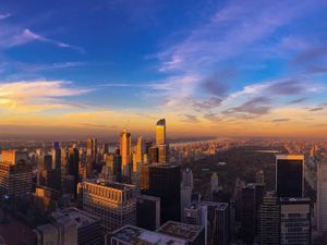 Preview wallpaper city, aerial view, buildings, twilight, new york