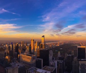 Preview wallpaper city, aerial view, buildings, twilight, new york