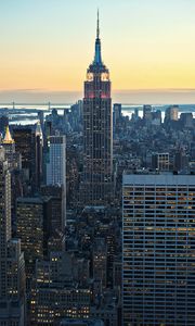 Preview wallpaper city, aerial view, buildings, architecture, twilight, cityscape