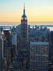 Preview wallpaper city, aerial view, buildings, architecture, twilight, cityscape