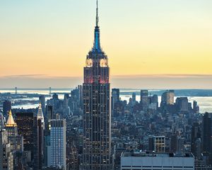 Preview wallpaper city, aerial view, buildings, architecture, twilight, cityscape