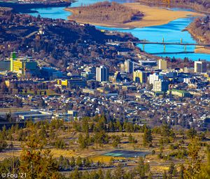 Preview wallpaper city, aerial view, cityscape, river, buildings