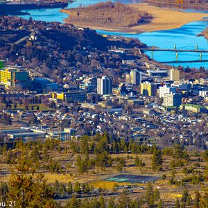 Preview wallpaper city, aerial view, cityscape, river, buildings