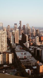 Preview wallpaper city, aerial view, cityscape, buildings, road