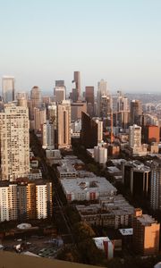 Preview wallpaper city, aerial view, cityscape, buildings, road