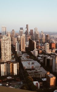 Preview wallpaper city, aerial view, cityscape, buildings, road