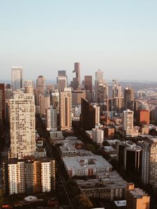 Preview wallpaper city, aerial view, cityscape, buildings, road