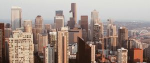Preview wallpaper city, aerial view, cityscape, buildings, road