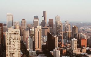 Preview wallpaper city, aerial view, cityscape, buildings, road