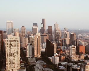 Preview wallpaper city, aerial view, cityscape, buildings, road