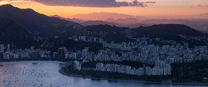 Preview wallpaper city, aerial view, clouds, rio de janeiro, brazil