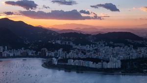 Preview wallpaper city, aerial view, clouds, rio de janeiro, brazil